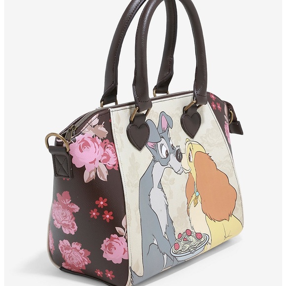 LOUNGEFLY DISNEY LADY & THE TRAMP FLORAL SATCHEL - Picture 2 of 4
